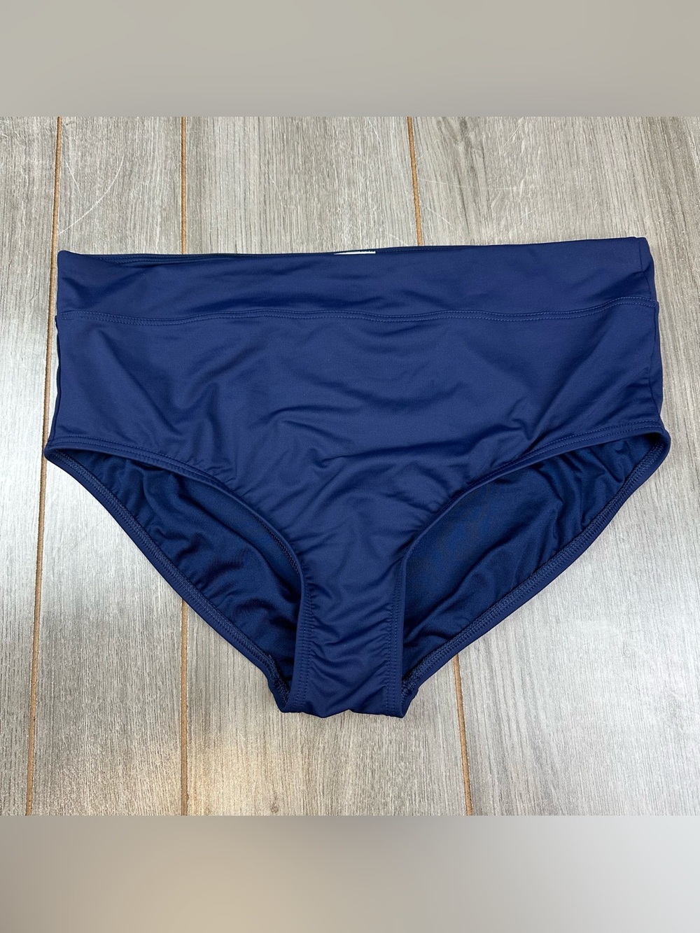 Lands End Bikini Bottom Size 14 Chlorine Resistant High Waist Blue
